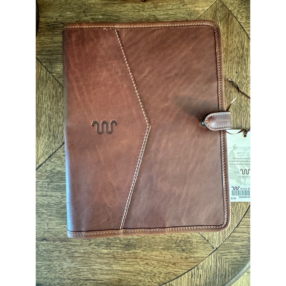 King Ranch Leather Notepad Portfolio Cognac Brown Running W 225445CGN NWT‎